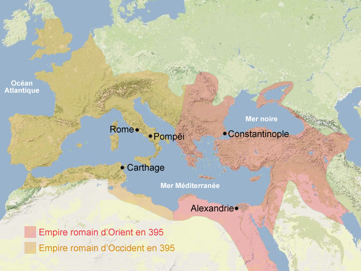 Carte chute de Rome pendant l'antiquité
