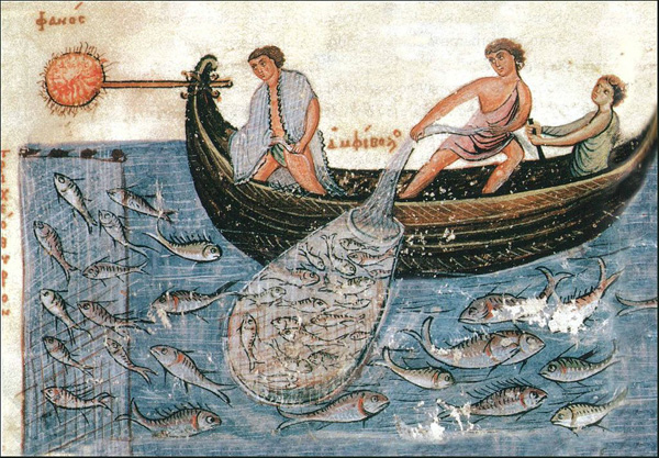Pêcheurs au lamparo, Empire bizantin